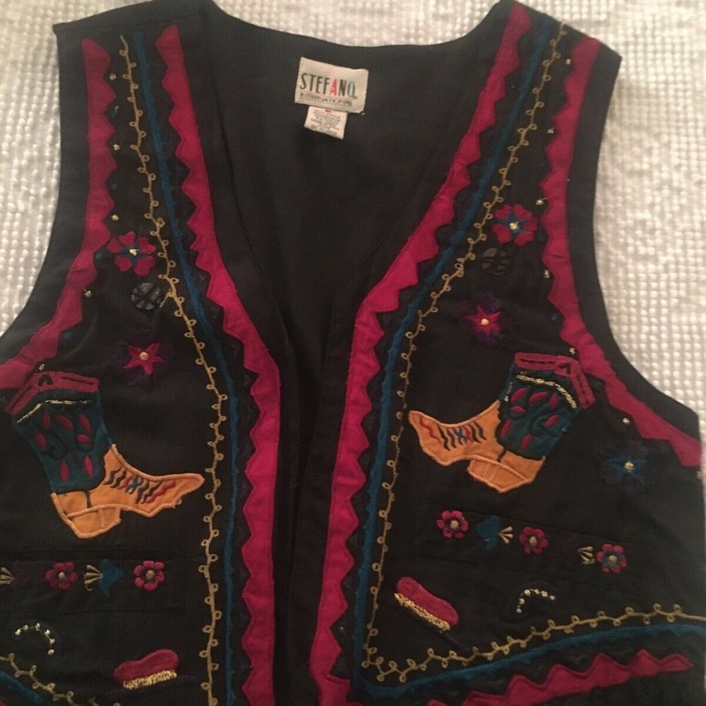 Stefano International Southwest Fringed Vintage Vest Jacket Boho Hippie Size M